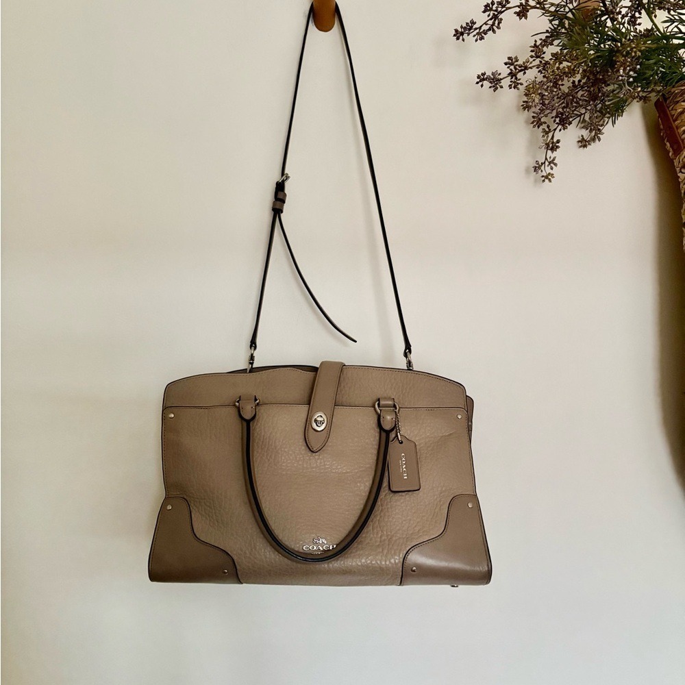 Coach Pebbled Leather Satchel | Latte Cocoa Neutral- Like New - Picture 13 of 14